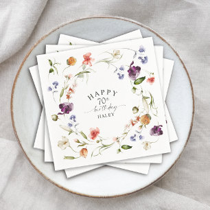 Servilleta De Papel Flores silvestres femeninas por el 70 cumpleaños