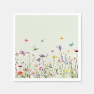 Servilleta De Papel Flores silvestres Mariposas Papel Napkin