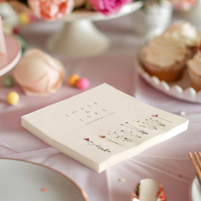 Servilleta De Papel Flores silvestres modernas Toallas (Modern and minimalist napkins featuring a beautiful wild flowers illustration.)