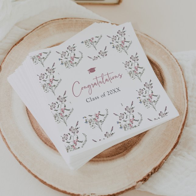 Servilleta De Papel Flores silvestres pastel (Pastel Wildflowers Graduation Napkins by Painted Paperie
)
