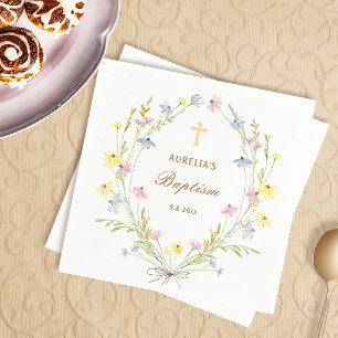 Servilleta De Papel Flores silvestres pastel Bautizo