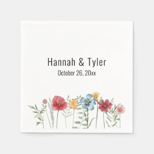 Servilleta De Papel Flores silvestres personalizadas de acuarela multi