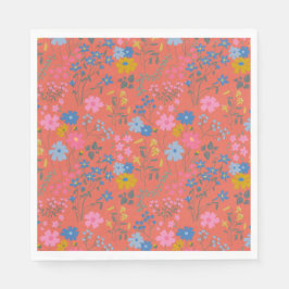 Servilleta De Papel Flores Silvestres Rojas Boho Modernas