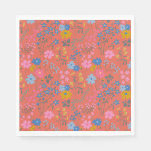 Servilleta De Papel Flores Silvestres Rojas Boho Modernas
