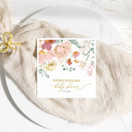 Servilleta De Papel Flores silvestres rojas y rosas Baby Shower Napkin