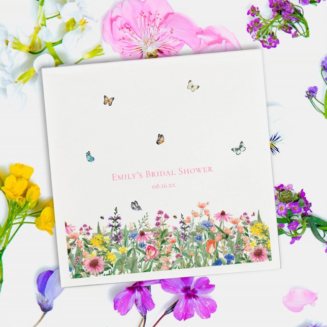 Servilleta De Papel Flores silvestres y mariposas ducha de novia (Subido por el creador)
