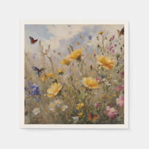 Servilleta De Papel Flores silvestres y mariposas Papel