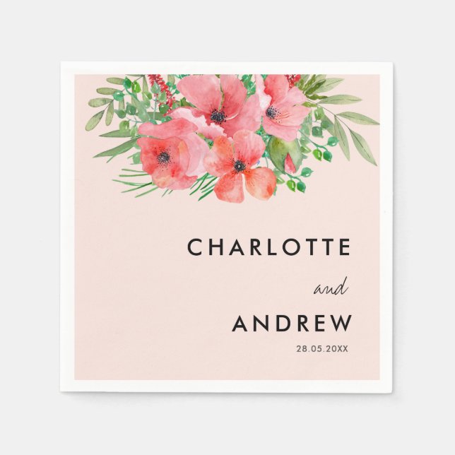 Servilleta De Papel Flores simples, elegantes (Anverso)