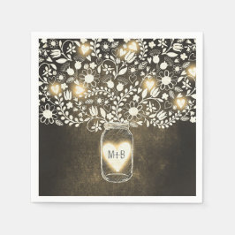 Servilleta De Papel flores tarro de caramelo amarillo boda servilletas