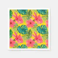 Flores tropicales exóticas y follaje en amarillo
