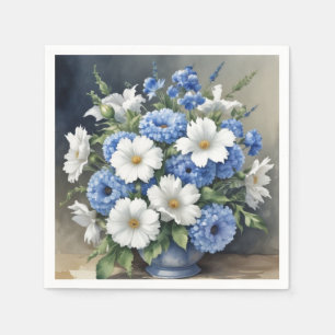 Servilleta De Papel Flores Vase Elegante Acuarela