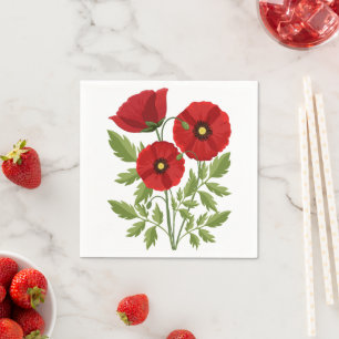Servilleta De Papel Flores veraniegas alegres con adormidera