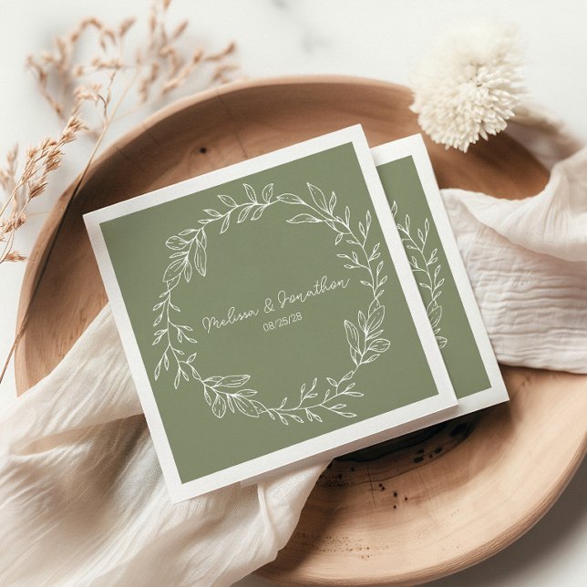 Servilleta De Papel Flores Verde Salvia Boda Romántica Boho (Subido por el creador)
