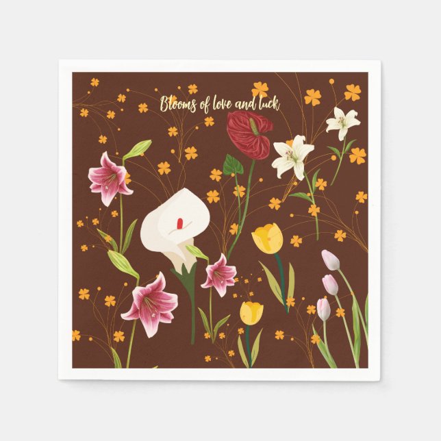 Servilleta De Papel Flores vibrantes (Anverso)