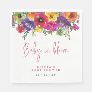 Servilleta De Papel Flores vibrantes bebé en Baby Shower en sangre