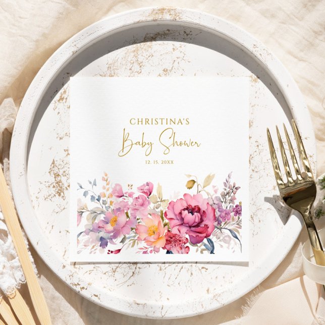 Servilleta De Papel Flores violetas Baby Shower Napkins (Subido por el creador)