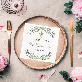 Servilleta De Papel Flores violetas de agua de lavanda Primera Comunió