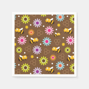 Servilleta De Papel Flores y abejas