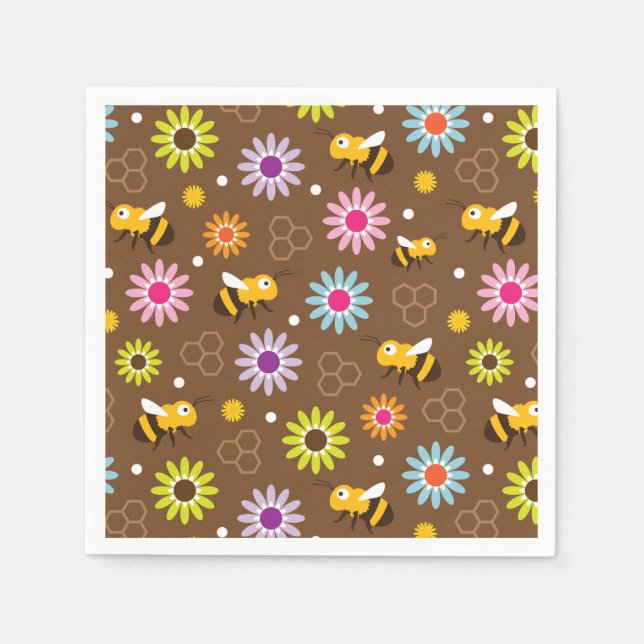 Servilleta De Papel Flores y abejas (Anverso)