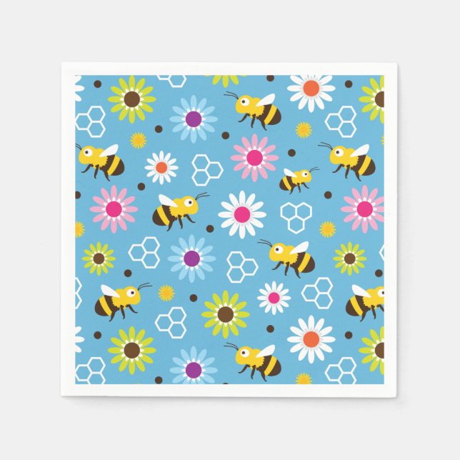 Servilleta De Papel Flores y abejas (Anverso)