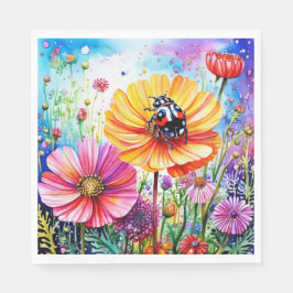 Servilleta De Papel Flores y adybugs