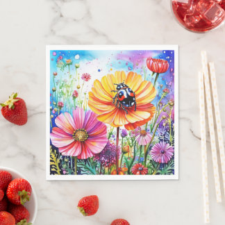 Servilleta De Papel Flores y adybugs