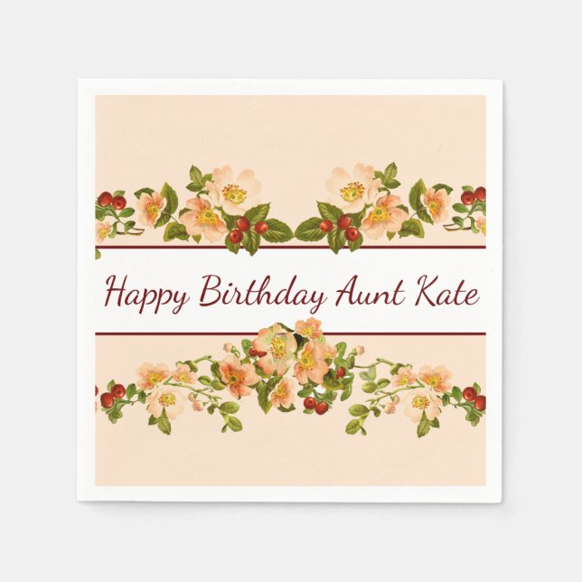 Servilleta De Papel Flores y Bayas de Manzano Femenino (Anverso)