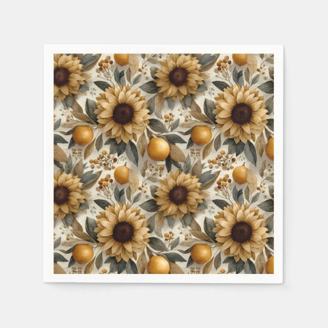Servilleta De Papel Flores y cítricos rusos de otoño (Anverso)