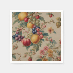 Servilleta De Papel Flores y frutas exquisitas. Estilo francés vintage