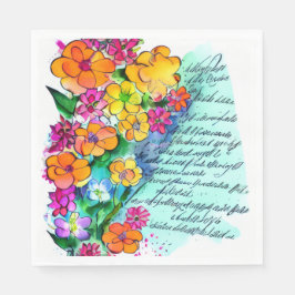 Servilleta De Papel Flores y Letras