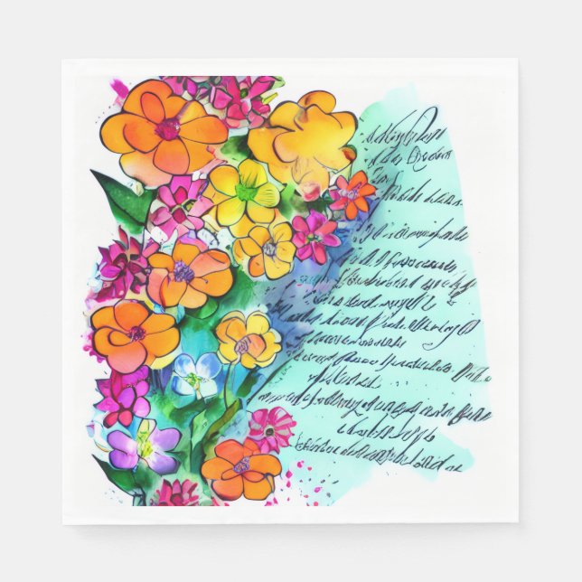 Servilleta De Papel Flores y Letras (Anverso)