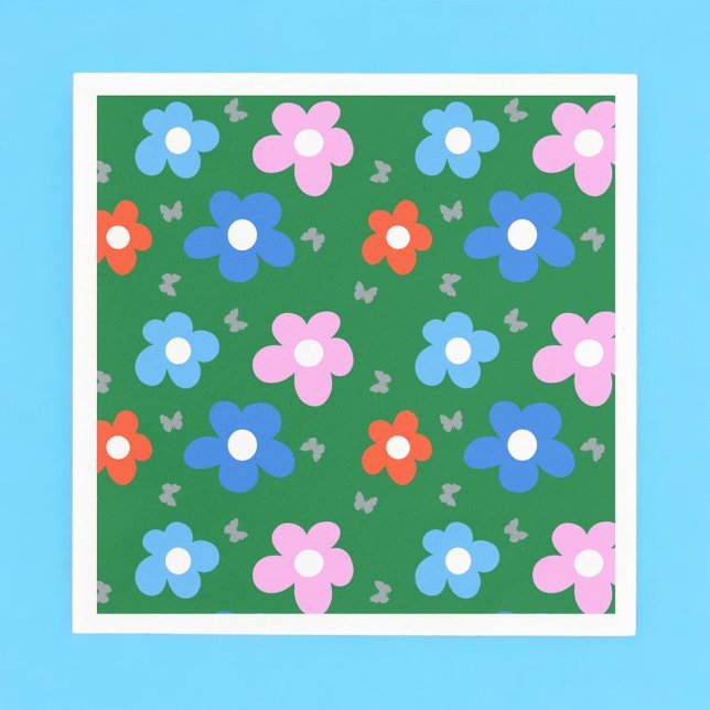 Servilleta De Papel Flores y mariposas brillantes (Subido por el creador)