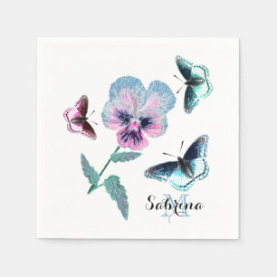 Servilleta De Papel Flores y mariposas.Personalizadas,