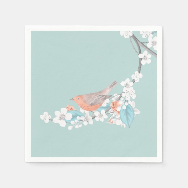 Servilleta De Papel Flores y pájaros (Anverso)