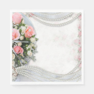 Servilleta De Papel Flores y Perlas