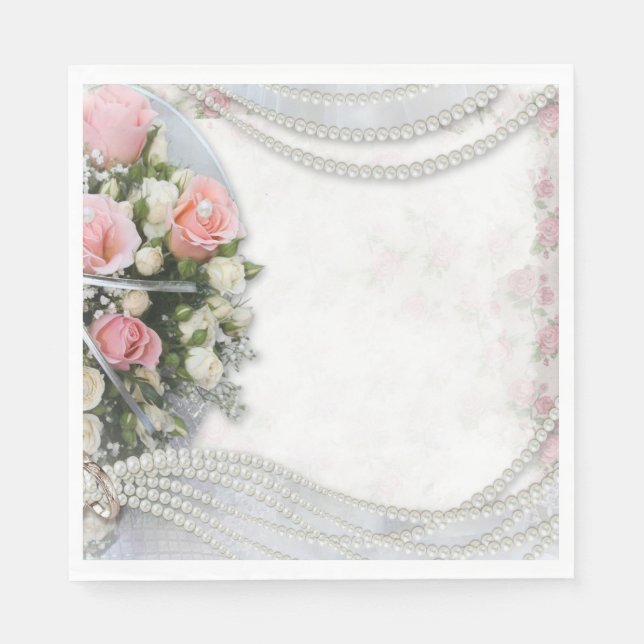 Servilleta De Papel Flores y Perlas (Anverso)