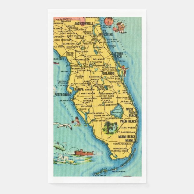 Servilleta De Papel  Florida Map Guest Towels (Anverso)