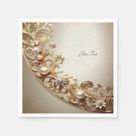 Servilleta De Papel Floritura Dorada Ornamentada
