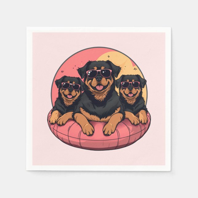 Servilleta De Papel Flotadores de piscina de verano para perros Rottwe (Anverso)