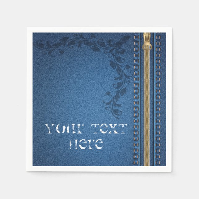 Servilleta De Papel Flourish Pintado Jeans Denim (Anverso)
