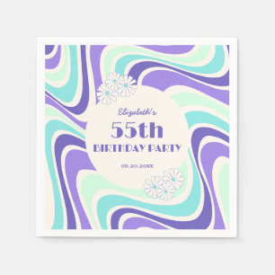 Servilleta De Papel Flower Flower Retro Wave Flower Blue Birday
