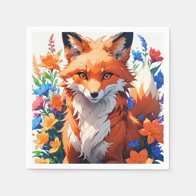 Servilleta De Papel Flower Fox (Anverso)