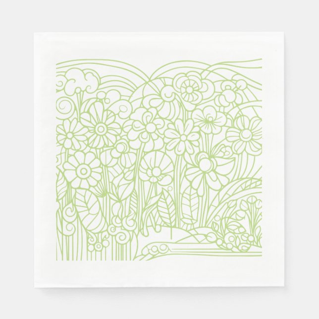 Servilleta De Papel Flower Garden Green (Anverso)