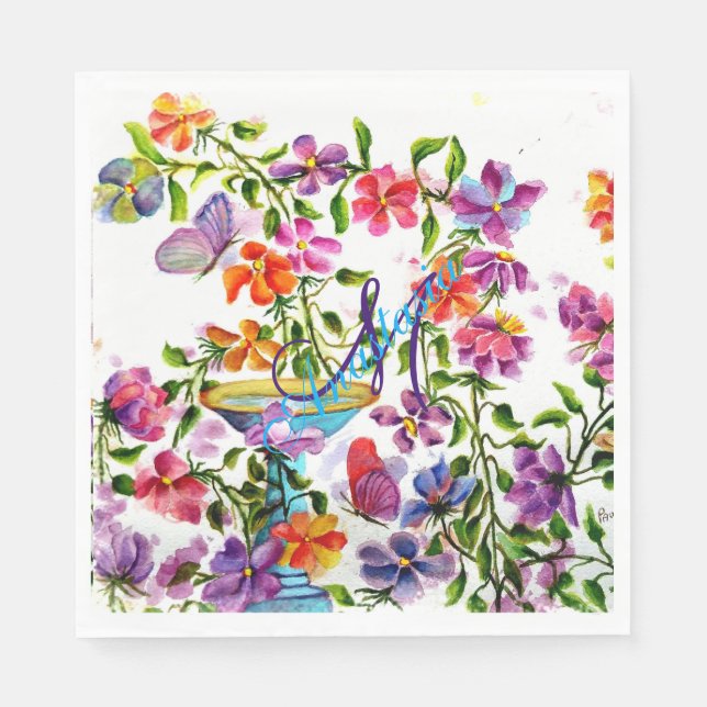 SERVILLETA DE PAPEL FLOWER GARDEN MONOGRAM FIESTA (Anverso)