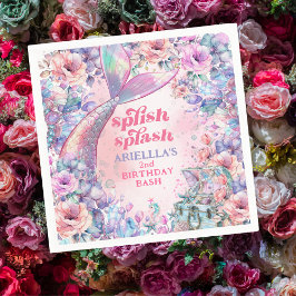 Servilleta De Papel Flower Glitter Mermaid Tail 2nd Birthday