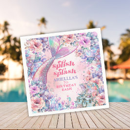 Servilleta De Papel Flower Glitter Mermaid Tail 7th Birthday