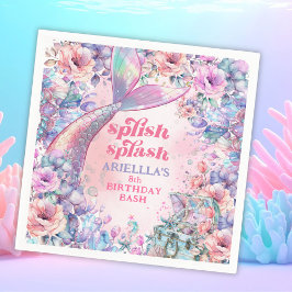 Servilleta De Papel Flower Glitter Mermaid Tail 8th Birthday