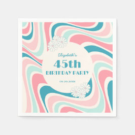 Servilleta De Papel Flower Retro Wave Flower Pink Green Birday