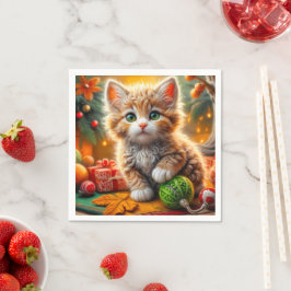 Servilleta De Papel Fluffy Navidades Kitten