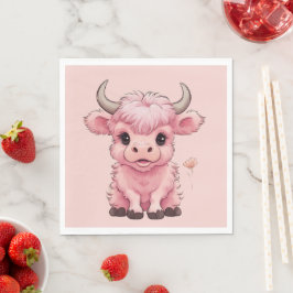 Servilleta De Papel Fluffy Pink Highlands Scottish Cow